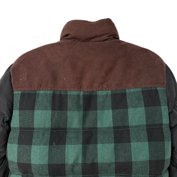Tommy Hilfiger Coat Green Black Brown Buffalo Plaid Puffer Jacket Men's Large - Picture 8 of 11